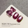 Dark purple cat-eye nail gel polish set with 3D jelly bear charm for professional nail art - Ardent Love (XQ41-M) / 15ml