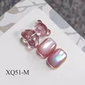 Pink cat-eye magnetic nail gel with high-density shimmer and gummy bear charm - Pink (XQ51-M)