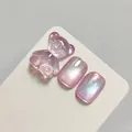 Professional cat eye nail polish gel set XQ54-M with purple resin bear and shimmer - Pink Purple (XQ54-M)