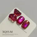 Magenta iridescent cat-eye nail gel with matching bear charm variant SKU XQ55-M - Rose Purple (XQ55-M)