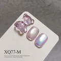Pink iridescent cat eye nail gel polish variant with translucent 3D resin bear decoration - Pink Purple Cat Eye (XQ77-M) / Pink Purple