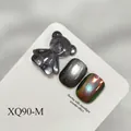 3D bear nail charm with high density silver cat eye and iridescent aurora powder effect - High Density Glass Bead Cat Eye Style (XQ90-M) / Silver Cat's Eye