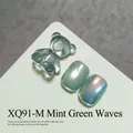 Professional mint green cat-eye nail gel polish set with cute 3D bear art charm - High Density Glass Bead Cat Eye Style (XQ91-M) / Mint Green