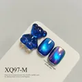 Professional blue cat eye nail gel polish set with 3D resin bear and iridescent moonlight finish - High Density Glass Bead Cat Eye Style (XQ97-M) / Sapphire Blue Cat Eye