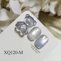 3D translucent bear charm with iridescent cat-eye nail art tips on a white display card - Light Purple (XQ120-M)