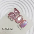 Elegant sparkling pink cat eye nail gel polish with translucent 3D gummy bear charm - Pinkish Purple Cat Eye Style (XQ126-M) / Pink Purple