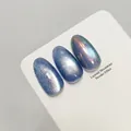 Blue iridescent cat eye nail polish gel swatch with high density shimmer for nail art - Blue-Purple Gradient Cat Eye Style (XQ129-M) / Blue
