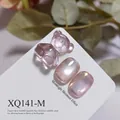 3D purple bear nail art charm and shimmer cat eye gel polish swatches on display card - Purple Pink Cat Eye Style (XQ141-M) / Purple Pink