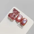 Pink cat-eye nail gel set featuring a translucent resin bear charm for DIY nail art - Moonlight Rose Pink Cat Eye Style (XQ166-M)