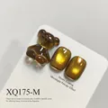 Professional amber cat eye nail gel set with 3D bear ornament variant XQ175-M effect - Golden Green Amber Cat Eye Style (XQ175-M)