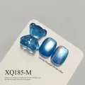 Blue gummy bear nail art charm with iridescent pearl and cat-eye finish nail samples - Blue Pearlescent Cat Eye (XQ185-M)