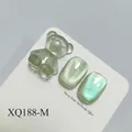 High-density mint green cat eye nail gel effect with a cute 3D bear ornament, style XQ188-M - Mint Green Cat Eye (XQ188-M)