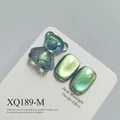 High-density glass bead cat eye nail gel polish with cute bear charm in blue-green hue - Blue-Green Cat Eye (XQ189-M)