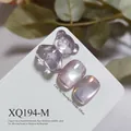 Variant view of purple cat-eye nail art featuring a cute 3D resin bear decoration - Purple Moonlight Powder Cat Eye (XQ194-M)