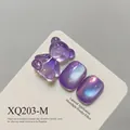 Premium purple high-density glass bead cat eye nail polish gel swatch variant XQ203 - Purple Cat Eye (XQ203-M)