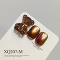 Professional brown amber gummy bear nail art charm with iridescent moon powder effect chips - Amber Texture Cat Eye (XQ207-M)