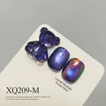 Purple cat-eye bear nail charm and swatch set with shimmering moonlight powder effect - Aurora Purple Cat Eye (XQ209-M)