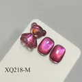Premium purple cat eye nail gel polish variant XQ218-M with 3D bear charm decoration - Deep Purple Cat Eye Style (XQ218-M)