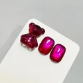 High-density magenta cat eye nail gel set featuring a glossy 3D gummy bear charm. - Deep Purple Red Cat Eye Style (XQ236-M)