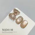 Luxury brown cat eye nail gel kit featuring a translucent 3D gummy bear resin charm - Milk Tea Brown Cat Eye Style (XQ241-M)