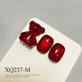 Professional deep red cat eye nail gel set with 3D resin bear nail art decoration - Wine Red Cat Eye (XQ237-M)