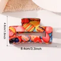Detalle de pinza de pelo cuadrada con coloridos estampados de huevos de Pascua y medidas - Estilo de Huevo de Pascua Ondulado (D3-4-1)
