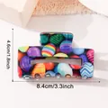 Pinza de pelo cuadrada con estampado de huevos de Pascua, tamaño 8,4 cm x 4,6 cm - Estilo de Textura de Arco Iris (D3-4-4)