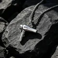 Punk Style Haartrockner Anhänger Halskette für Herren mit poliertem Silberfinish - Anhänger Mit Kette (60cm)