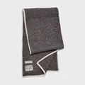 Grey wool blend knitted scarf with white trim and vintage labels for winter style - Charcoal Gray (Camel Hair Version)