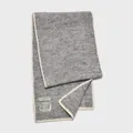 Winter warm grey wool blend knitted scarf featuring a white trim and vintage woven labels - White Gray (Camel Hair Version)