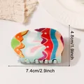 Primer plano de una pinza para el pelo con estampado de huevo de Pascua y sus medidas - Estilo Conejito de Huevo de Pascua Macarrón (C4-4-3)