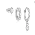 Juego de pendientes de plata S925 con piedras de corte marquesa y aros de circonita - Plata 925 / Juego de 3 Oro Blanco #4