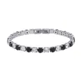 Silver-tone tennis bracelet with alternating AAA black and white cubic zirconia. - 18cm / 4mm Width Bracelet / Steel Color (Black and White Stones)