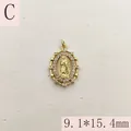Detail of Our Lady of Guadalupe pendant with micro-pave CZ stones, size 9.1x15.4mm - Oval White Zirconia Virgin Mary Pendant (C) / 9.1*15.4mm
