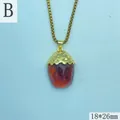 Close-up of vintage resin amber pendant with a gold-plated textured acorn cap detail. - 18*26mm / Acorn Shape Pendant (Style B)