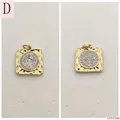 Detail of two-tone square Saint Benedict medal pendant measuring 15x15mm. - Square Saint Benedict Medal Pendant (D) / 15*15mm