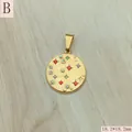 Detail of stainless steel star pendant with colorful zircons, measuring 18.2x18.2 mm - Style B (Round Micro-inlaid)
