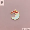 Close-up detail of Santa Claus moon shaped enamel charm for DIY Christmas jewelry accessories - Moon Santa Claus (054) / Style B