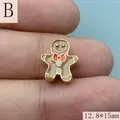 Ciondolo omino di pan di zenzero smaltato 12,8x15mm per gioielli fai-da-te - Stile Omino di Pan di Zenzero B / 12.8x15mm