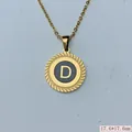 Close-up detail of the gold-tone stainless steel letter D pendant with twisted border - Letter D Style (03) / 1 Piece