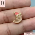Ciondolo a forma di luna di Natale con cappello di Babbo Natale, accessorio in smalto. - Luna Stile D / 12x14.3mm