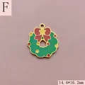 Detailed view of a colorful enamel Christmas wreath charm with a red bow and star - Style F