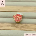 Detailed view of red Christmas mitten bead with white trim and golden snowflake - Christmas Glove (A) / 14*14.6mm