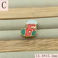 Close-up detail of a festive red and green Christmas sock enamel bead charm, 13.5x15.2mm - Christmas Sock (C) / 13.5*15.2mm