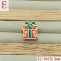 Detailed macro view of a red enamel Christmas gift box charm bead with heart patterns - Christmas Heart Gift Box (E)