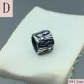 Vintage stainless steel bead charm with floral engravings for DIY jewelry, 9x11mm - Gothic Cross Floral (D) / 9x11mm