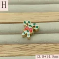 Macro detail of enamel Christmas candy cane charm with 13.8x14.8mm dimensions for DIY - Christmas Candy Cane (H)