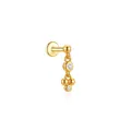 Elegante orecchino piercing in argento sterling S925 con sfera d'oro e diamante - Stile Geometrico Multisfere (#7) / 16G/Pezzo Singolo / Oro