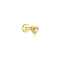 Gold-plated S925 sterling silver heart cartilage stud with clear cubic zirconia - Heart Style (#1) / 16G/Single Piece / Gold