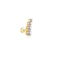 Gold-plated S925 sterling silver curved labret stud with clear cubic zirconia stones - Four Stone Arc Style (#3) / 16G/Single Piece / Gold